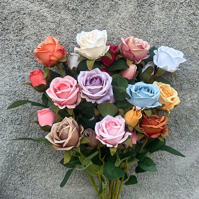 Competitive Price Artificial Flower Runner 2 head artificial rose Artificial Dried Flowers