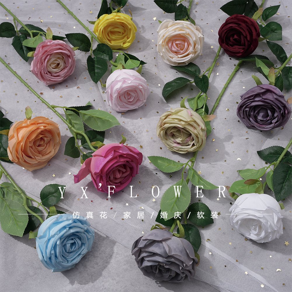 Single head imperial princess rose wedding flower wall decoration flower home decoration wedding arch road guide flower silk