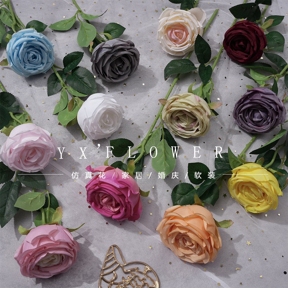 Single head imperial princess rose wedding flower wall decoration flower home decoration wedding arch road guide flower silk