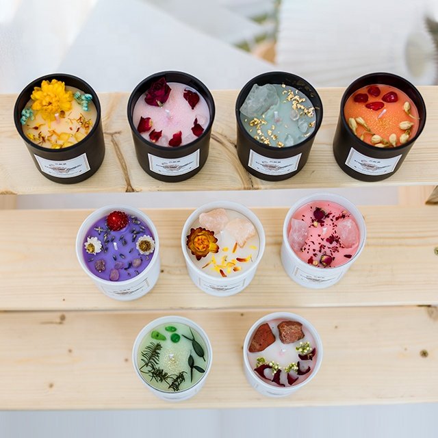 Scented Trending Candles Private Label Crystal Dry flower jar Soy wax Wedding Home deco handing gift