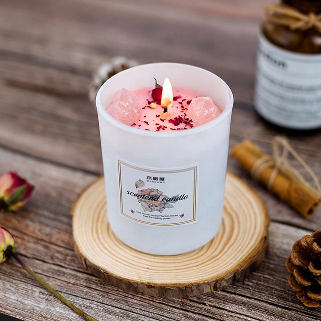 Scented Trending Candles Private Label Crystal Dry flower jar Soy wax Wedding Home deco handing gift