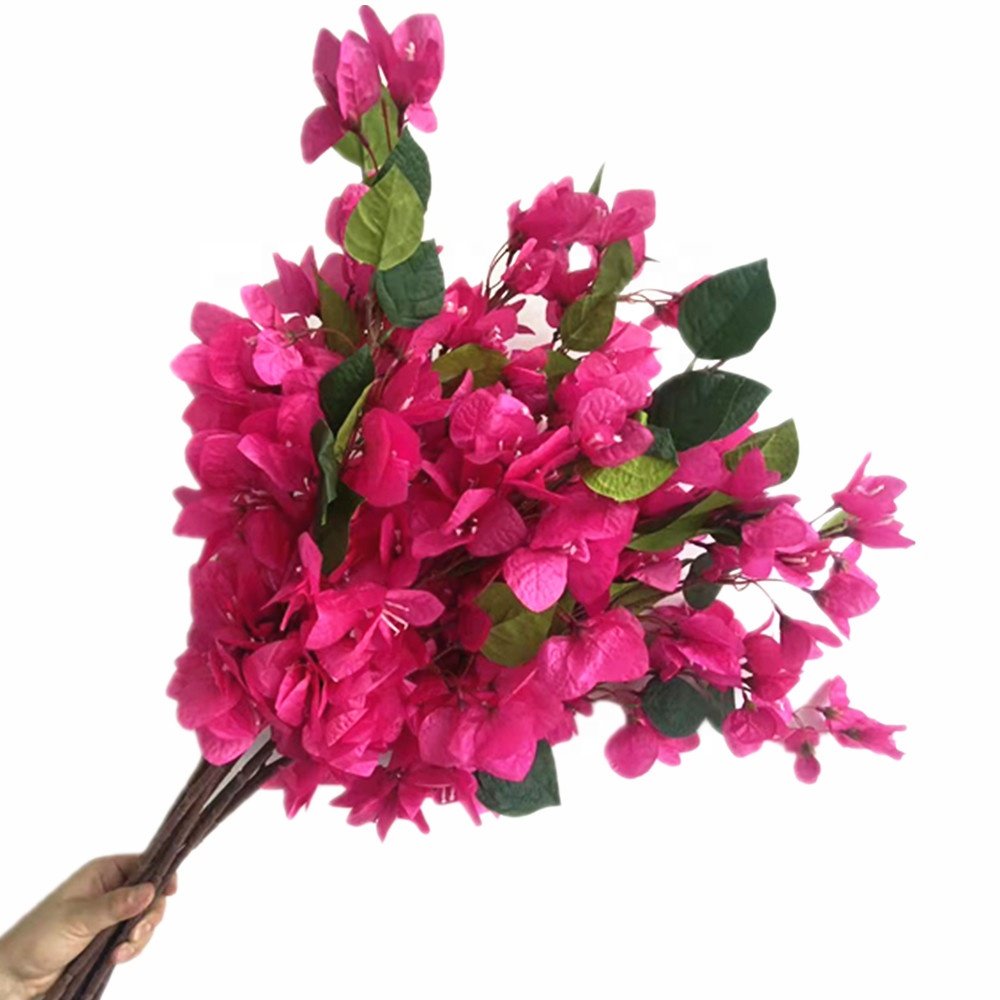Rose Red Silk Bougainvillea Glabra Flower Artificial Bougainvillea Spectabilis Tree Branch 89cm For Wedding Floral Decoration
