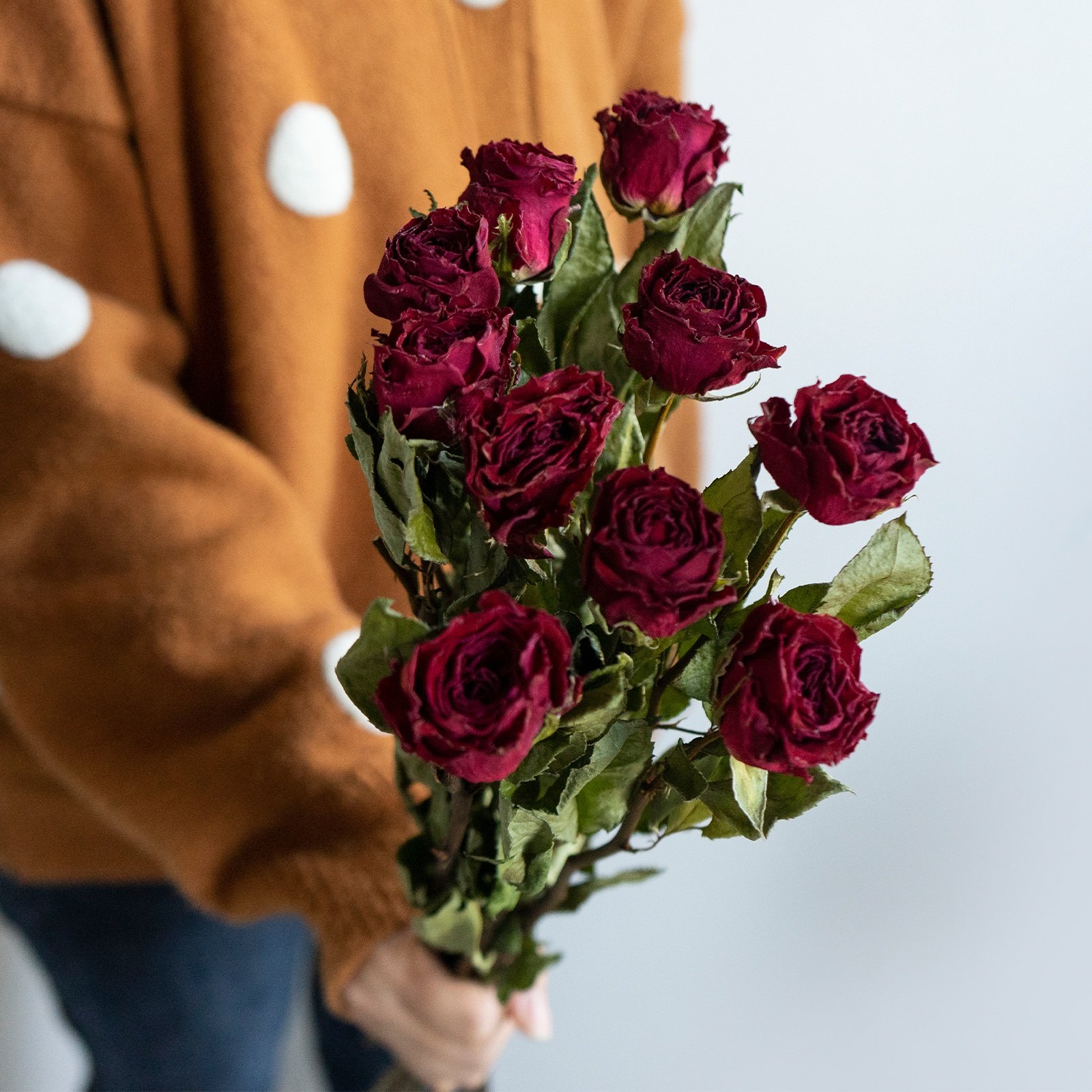 UKIQUEEN Dried Flower Natural Roses One Bunch Natural Dried Roses Bouquet with Stem for Resin