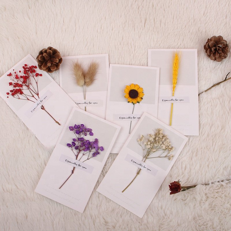 Romantic All Occasion Birthday Wedding Valentine Mother's Day Dried Flower Greeting Card
