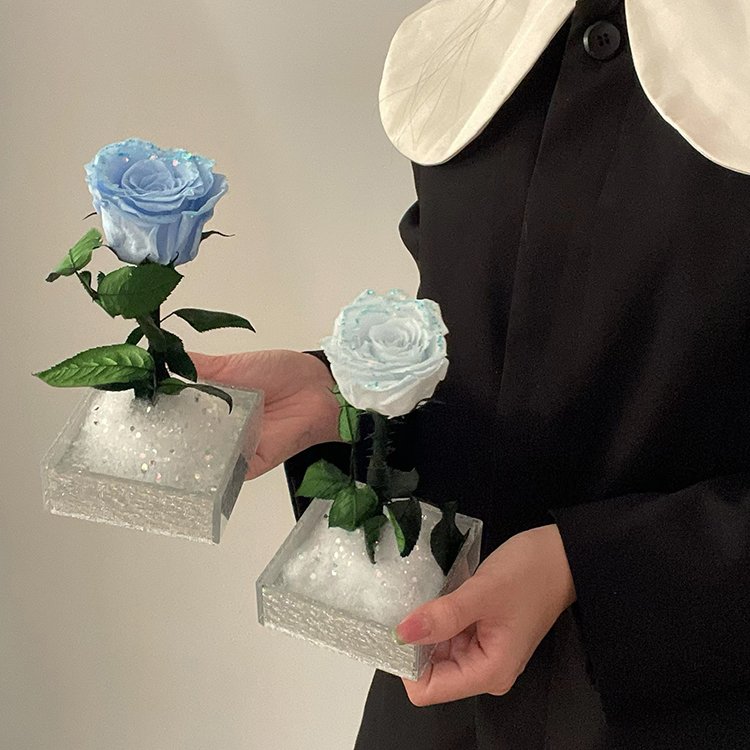 Gift Creative Single Bundle Snowflake Rose Gift Box Natural Dried Flowers Wholesale