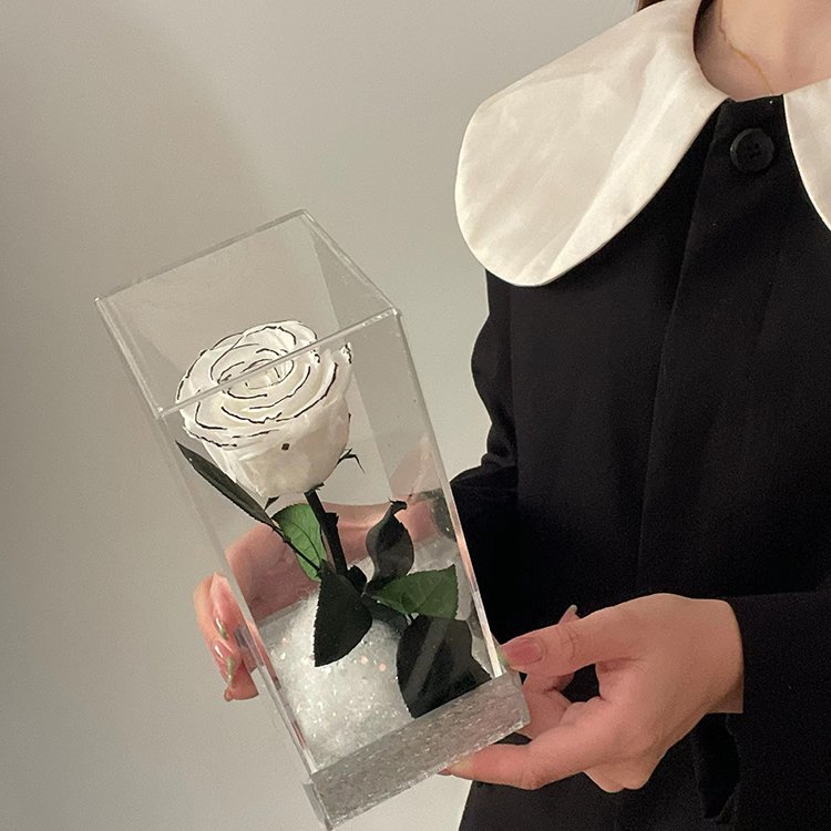 Gift Creative Single Bundle Snowflake Rose Gift Box Natural Dried Flowers Wholesale