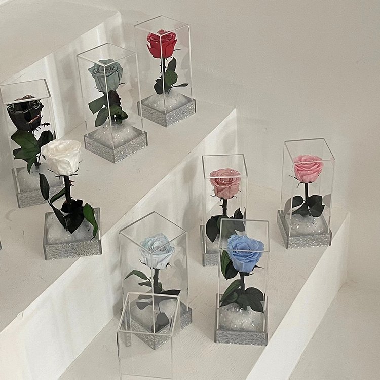 Gift Creative Single Bundle Snowflake Rose Gift Box Natural Dried Flowers Wholesale