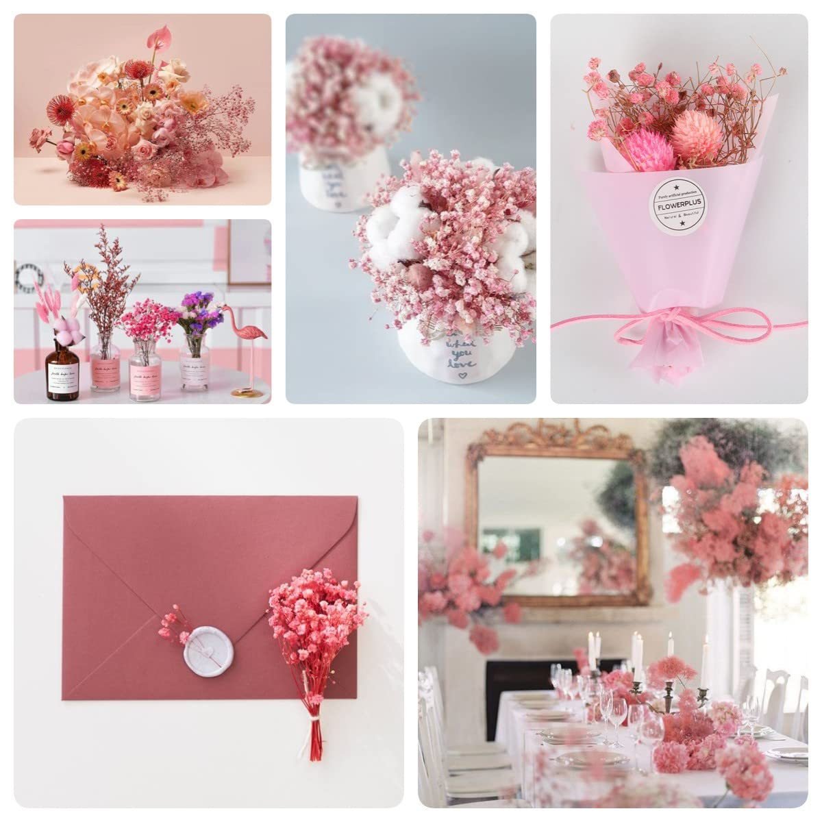 Gypsophila Immortal Flower Eucalyptus Dried Real Flower for Home Living Room Bouquet Decoration for Valentine's Day Gift