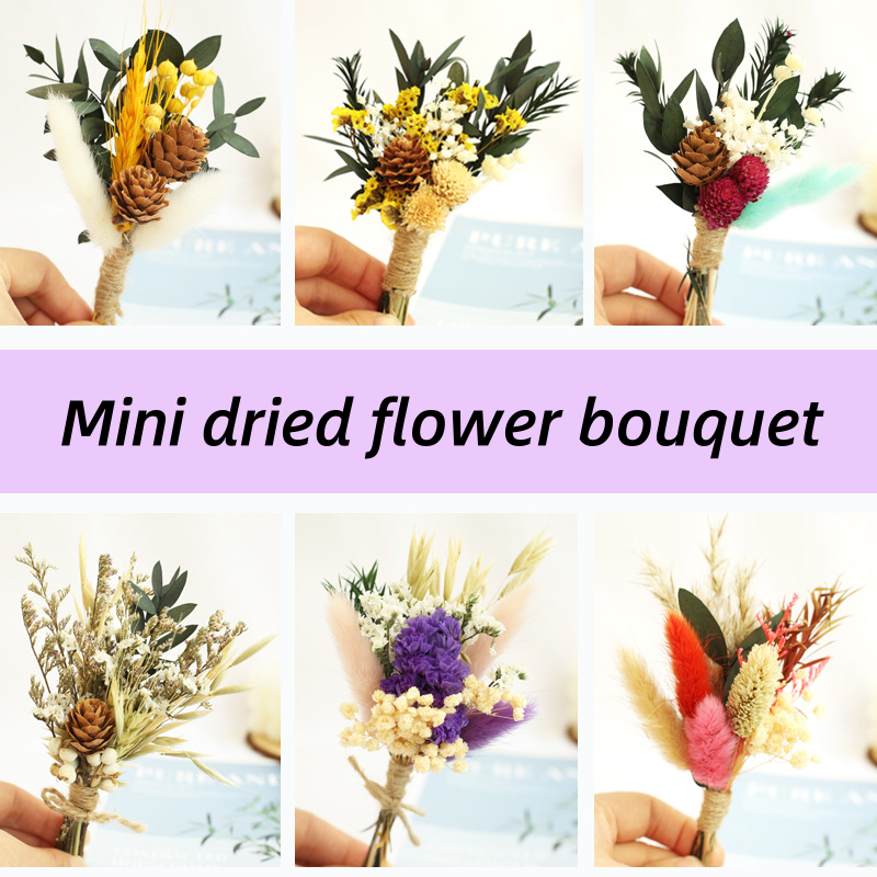 Natural Dried Little Rose Mini Flowers Bouquet Dried Bouquets Crafts For Wedding Home Decoration