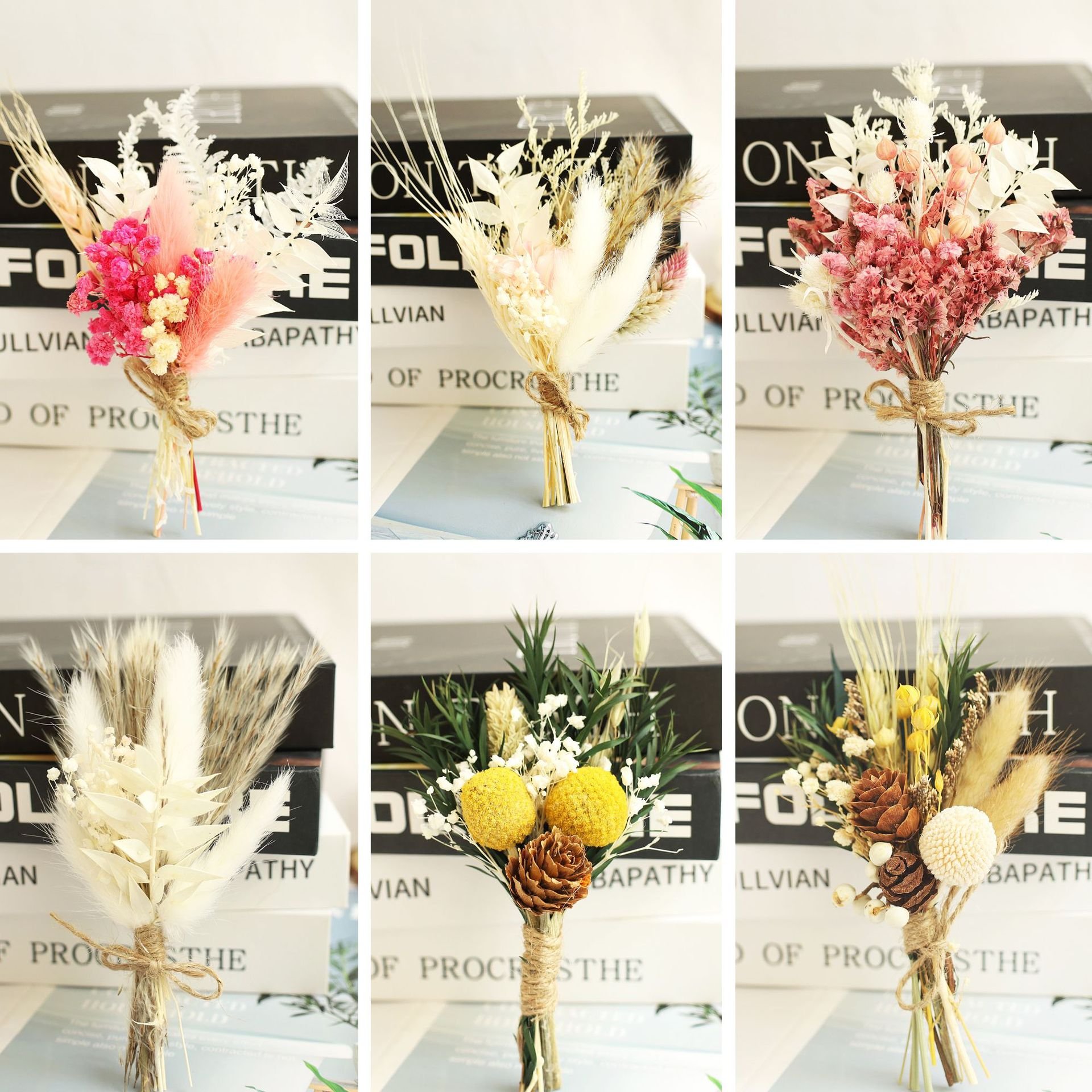 Natural Dried Little Rose Mini Flowers Bouquet Dried Bouquets Crafts For Wedding Home Decoration