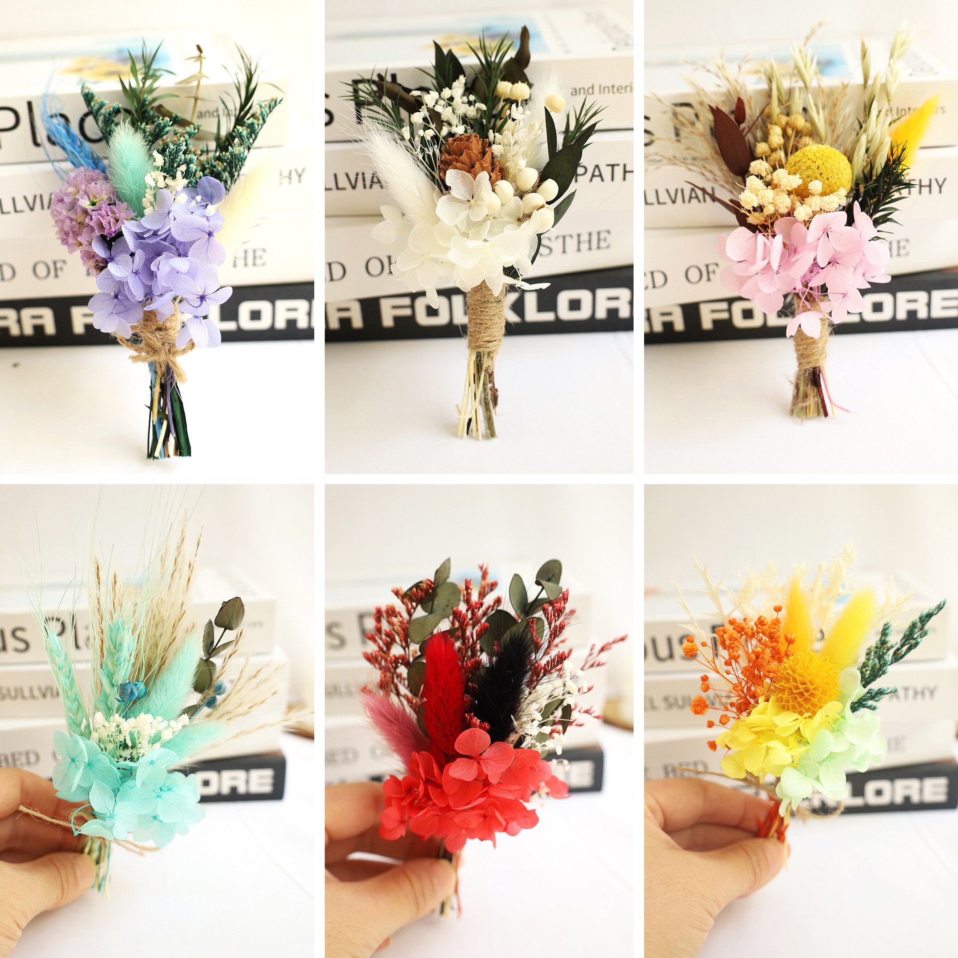 Natural Dried Little Rose Mini Flowers Bouquet Dried Bouquets Crafts For Wedding Home Decoration