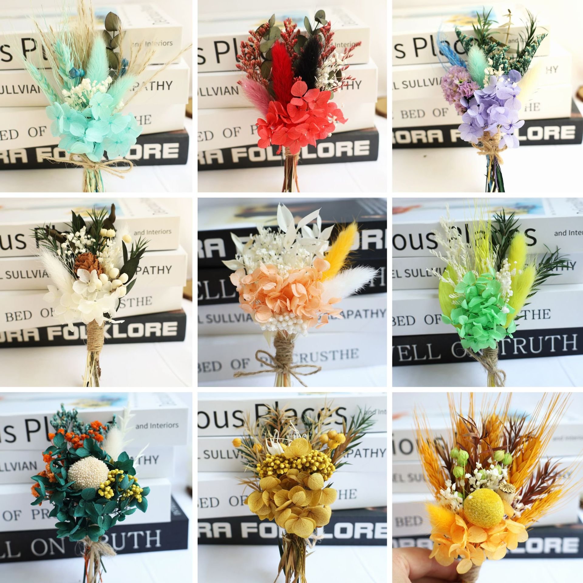 Natural Dried Little Rose Mini Flowers Bouquet Dried Bouquets Crafts For Wedding Home Decoration