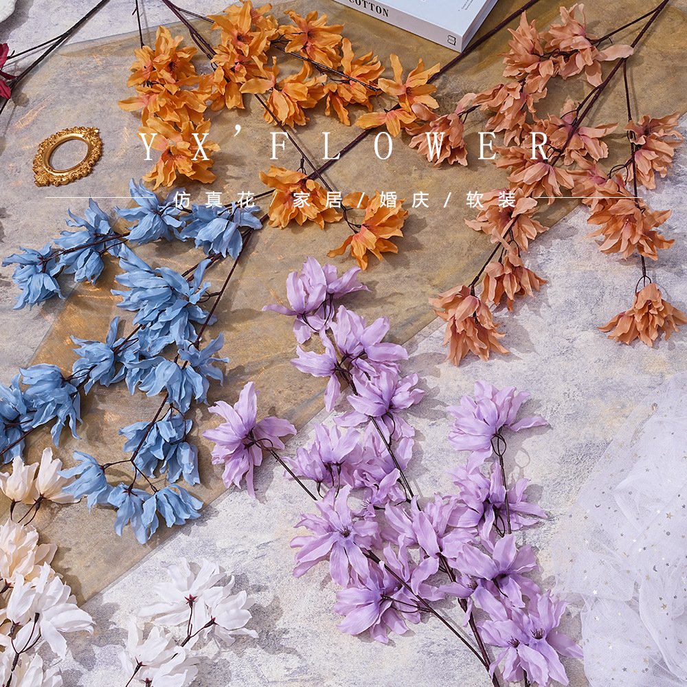 3 fork flame flower high wedding simulation home wedding hall decoration silk flower in stock wholesale props