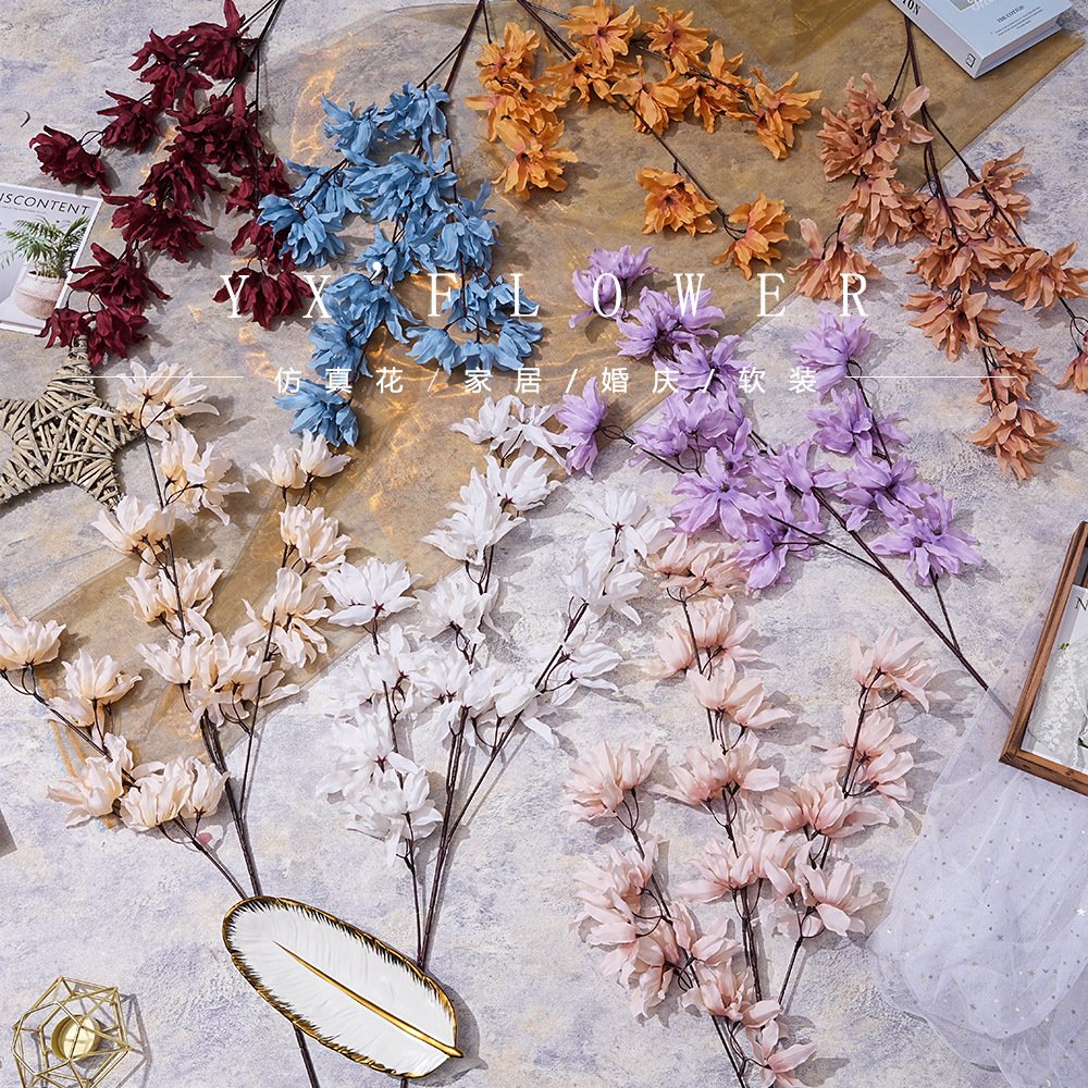 3 fork flame flower high wedding simulation home wedding hall decoration silk flower in stock wholesale props