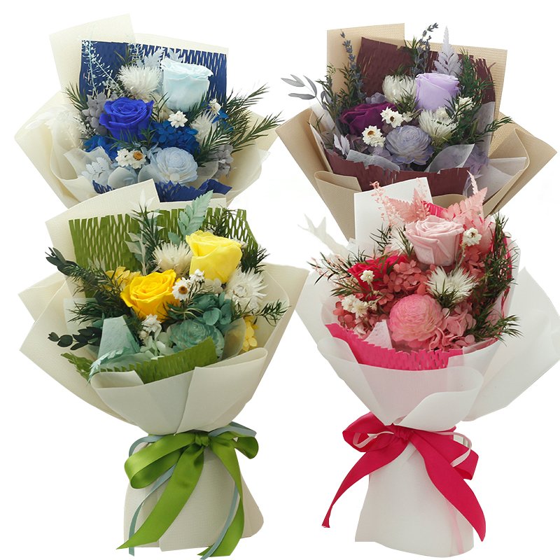 Factory direct sales mixed natural real dried flower preserved roses bouquet With exquisite gift box