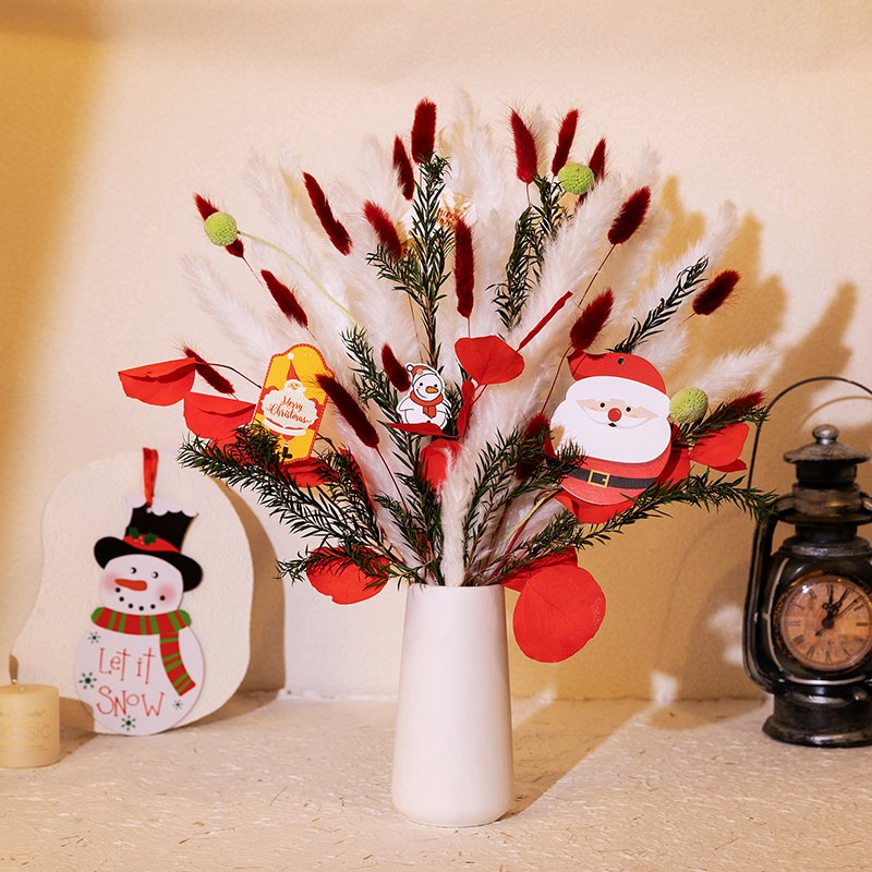 New Popular Christmas Decoration Flowers Dried Pampas Grass Flower Bouquet Rabbit Tail Grass For Home Christmas Decoration