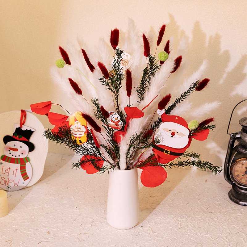 New Popular Christmas Decoration Flowers Dried Pampas Grass Flower Bouquet Rabbit Tail Grass For Home Christmas Decoration