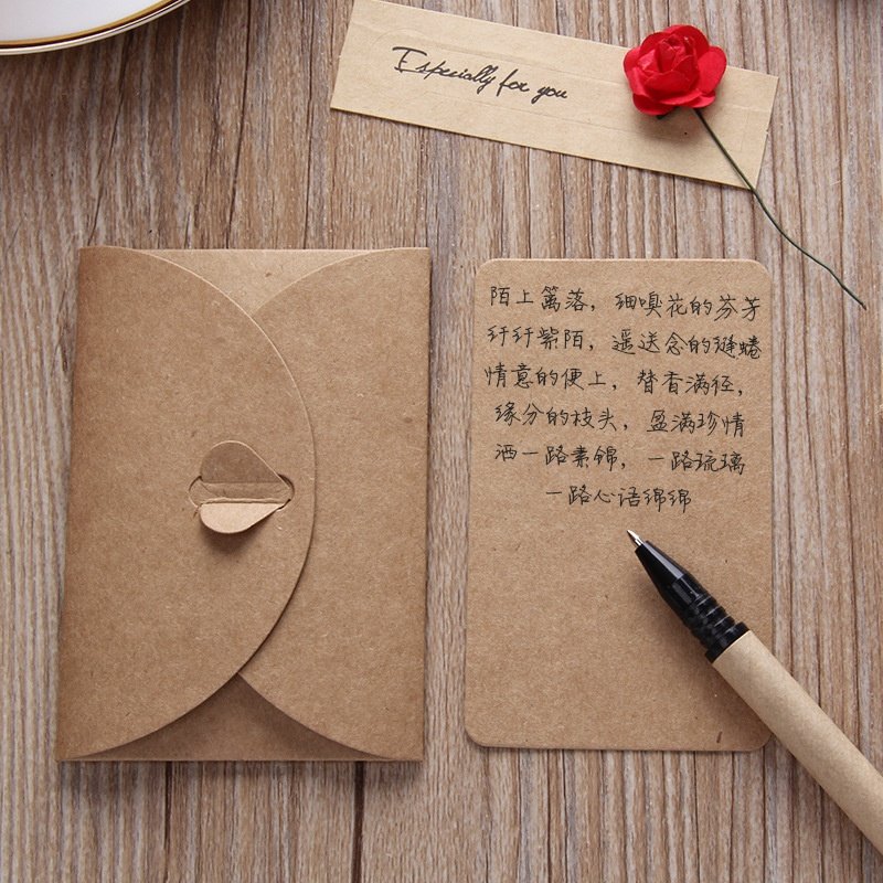 Customized Vintage DIY Kraft Paper Dried Flower Souvenir Birthday Valentine Blessing Greeting Card