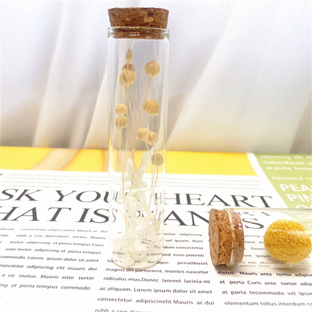 YX Rose True Dried Flower Test Tube Baby's Breath Star Wishing Bottle Birthday Gift Hand Bouquet Eternal Life Preserved Plants