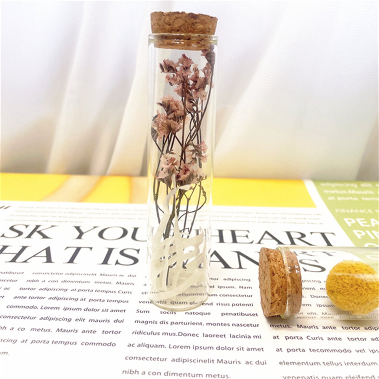 YX Rose True Dried Flower Test Tube Baby's Breath Star Wishing Bottle Birthday Gift Hand Bouquet Eternal Life Preserved Plants