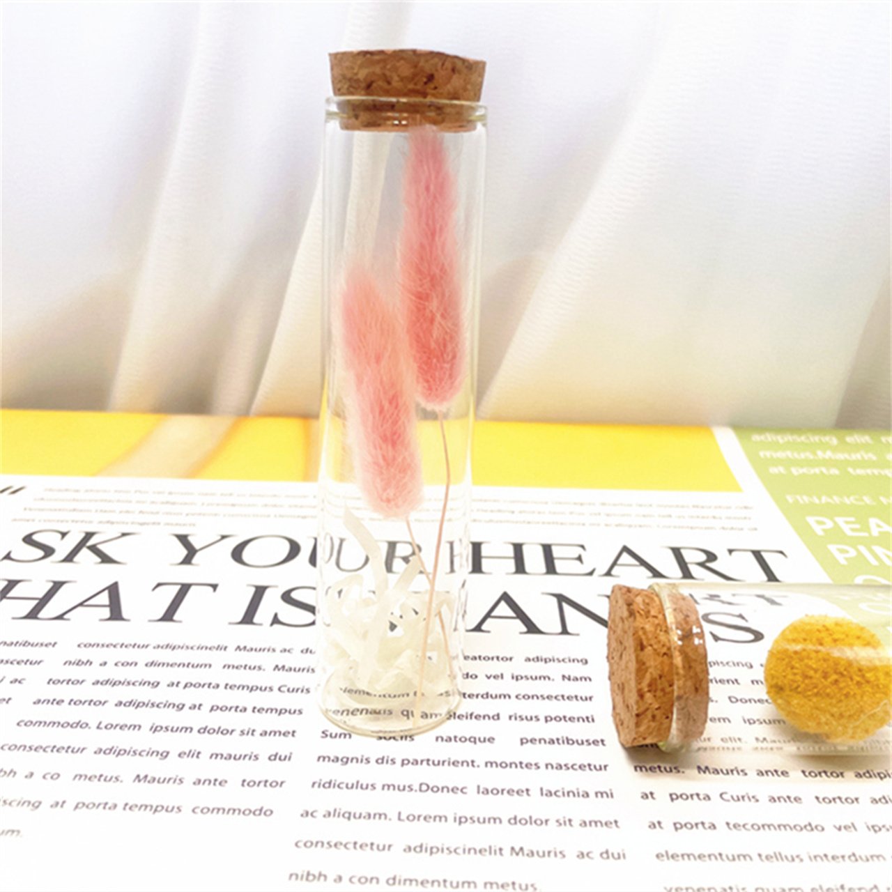 YX Rose True Dried Flower Test Tube Baby's Breath Star Wishing Bottle Birthday Gift Hand Bouquet Eternal Life Preserved Plants