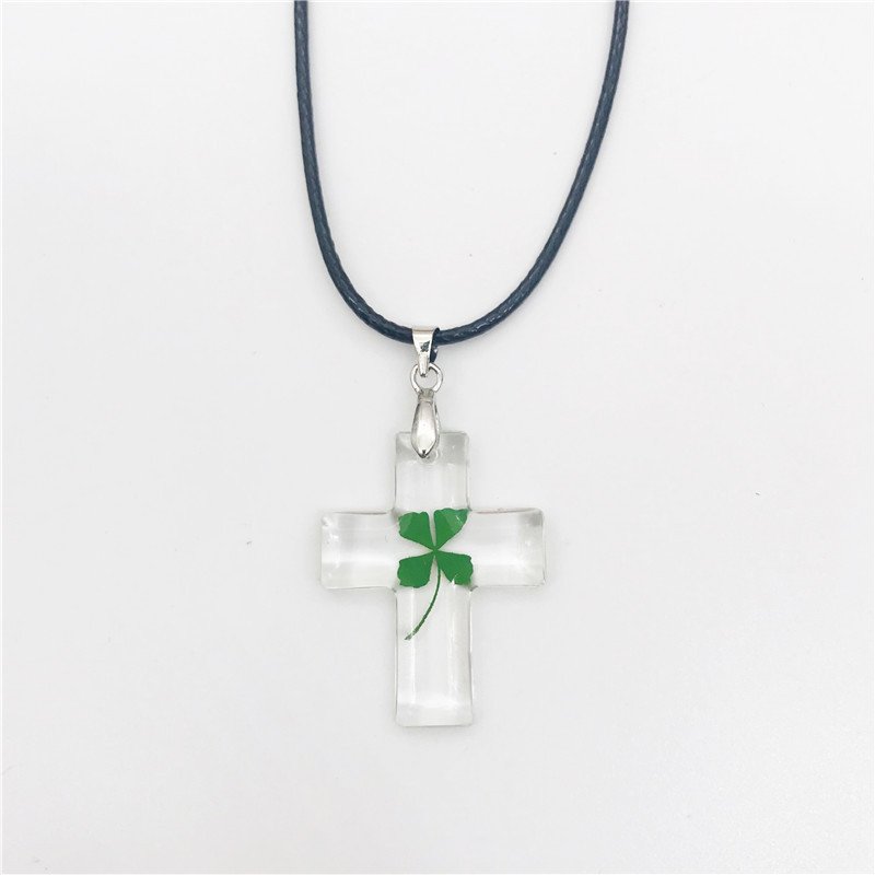 Dried Flower Four Leaf Clover Necklaces Handmade Bring Lucky Dried Flowers Necklace Charms Jewelry for Women Girl Luck Gifts