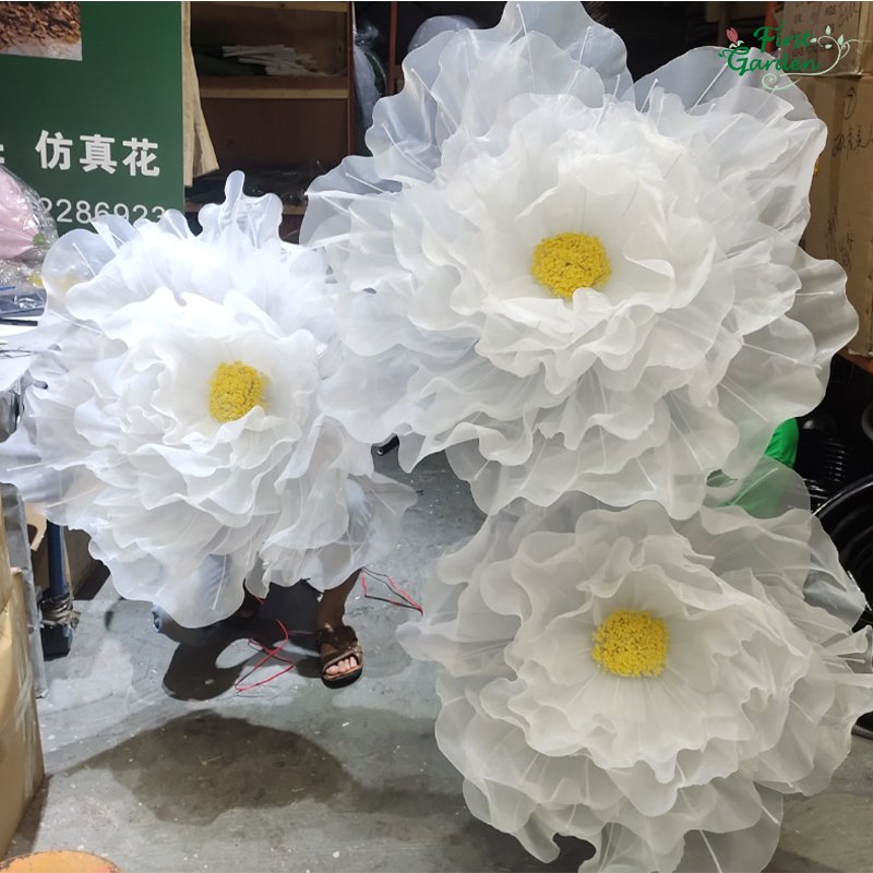 Large Handmade Electric Opening and Closing Mechanical Artificial Giant Silk Flowers For Wedding Centerpiece Stage Decoration