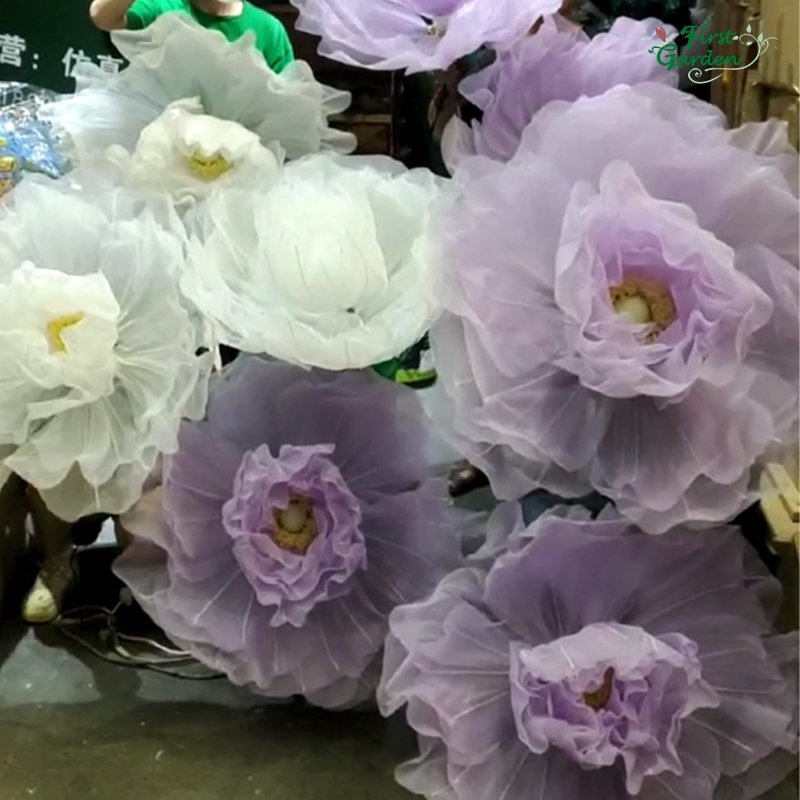Large Handmade Electric Opening and Closing Mechanical Artificial Giant Silk Flowers For Wedding Centerpiece Stage Decoration