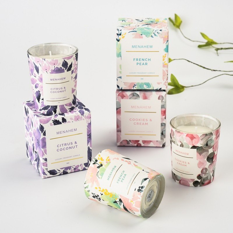 New Released Floral Bulk Glass Jar Handmade Home Decoration Scented Candle for Wedding