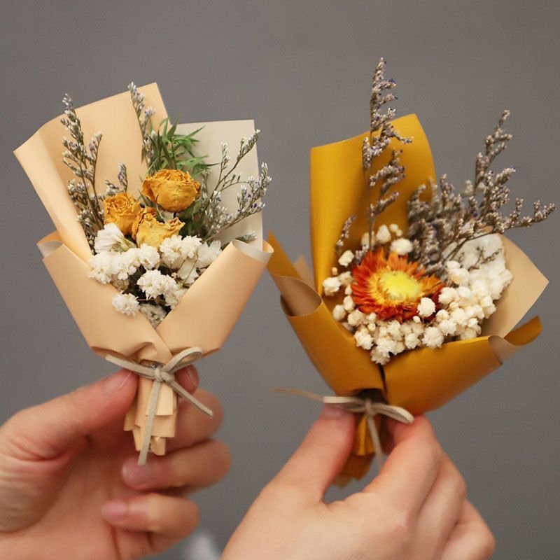 L-MMFB Customize real dry flowers bundle mixed tiny dry preserved rose bunch gifts set DIY mini dried flower bouquets