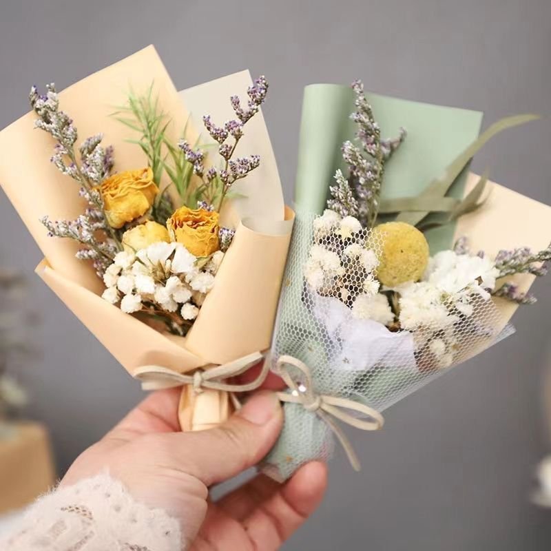 L-MMFB Customize real dry flowers bundle mixed tiny dry preserved rose bunch gifts set DIY mini dried flower bouquets
