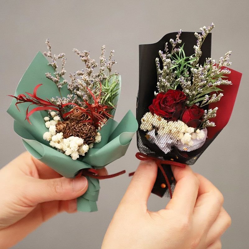 L-MMFB Customize real dry flowers bundle mixed tiny dry preserved rose bunch gifts set DIY mini dried flower bouquets
