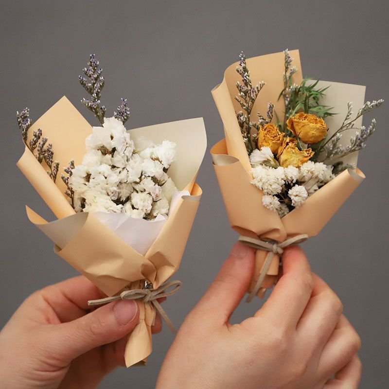 L-MMFB Customize real dry flowers bundle mixed tiny dry preserved rose bunch gifts set DIY mini dried flower bouquets