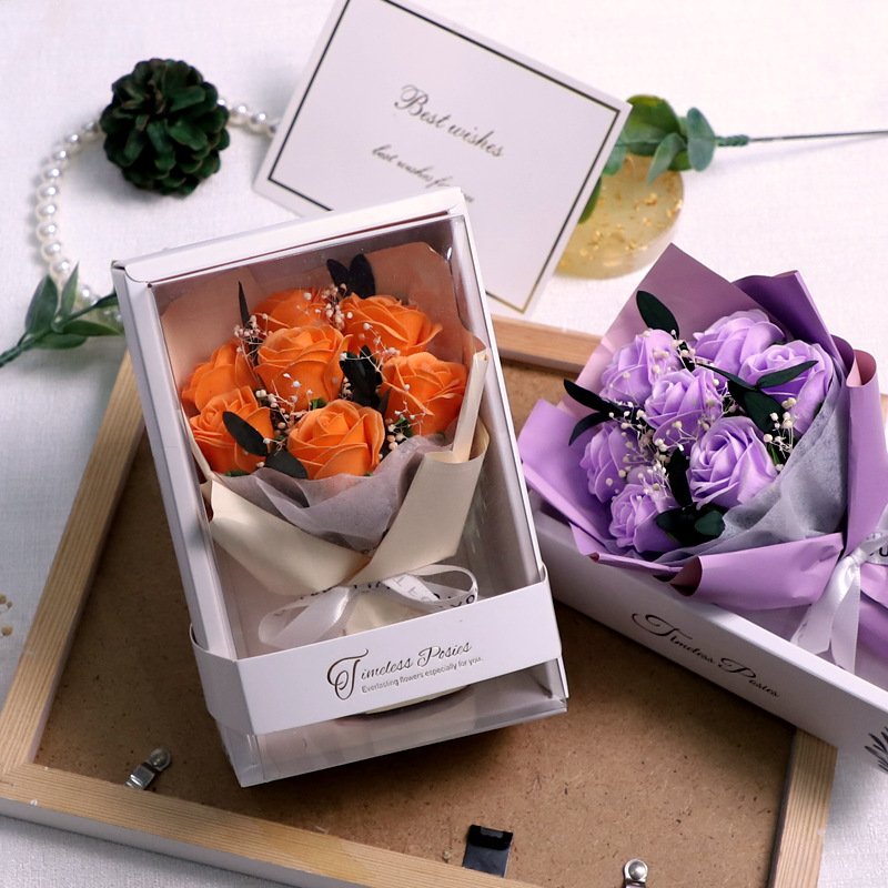 TC Wholesale Artificial Soap Rose Bouquet 7 Soap Flower Dried Flower For Valentine's Day Gifts Wedding Bouquet Home Decoration