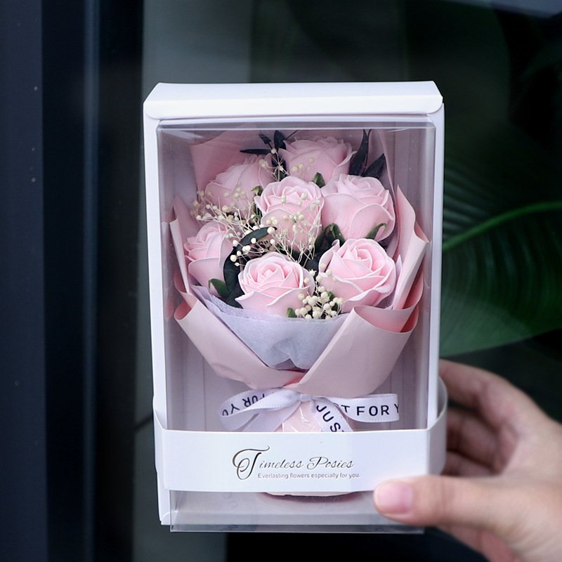TC Wholesale Artificial Soap Rose Bouquet 7 Soap Flower Dried Flower For Valentine's Day Gifts Wedding Bouquet Home Decoration