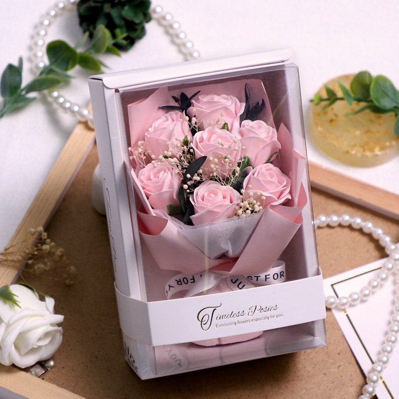 TC Wholesale Artificial Soap Rose Bouquet 7 Soap Flower Dried Flower For Valentine's Day Gifts Wedding Bouquet Home Decoration