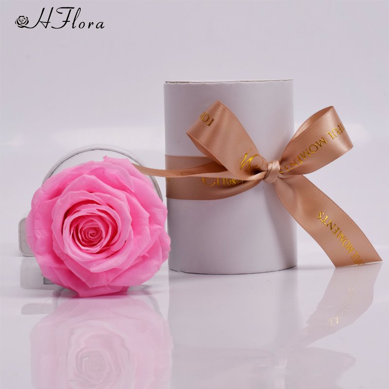 HFlora Customized 12 pcs Smile Artifical Roses Mother's Day New Year's Gift Finished White Middle Box Preserved Flower Rose