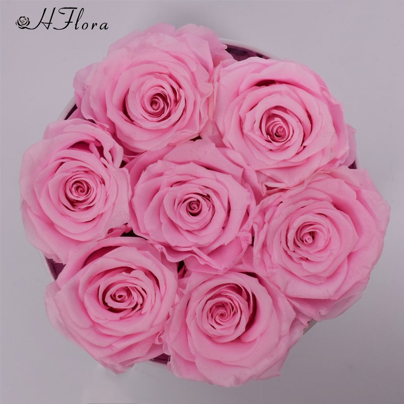 HFlora Customized 12 pcs Smile Artifical Roses Mother's Day New Year's Gift Finished White Middle Box Preserved Flower Rose