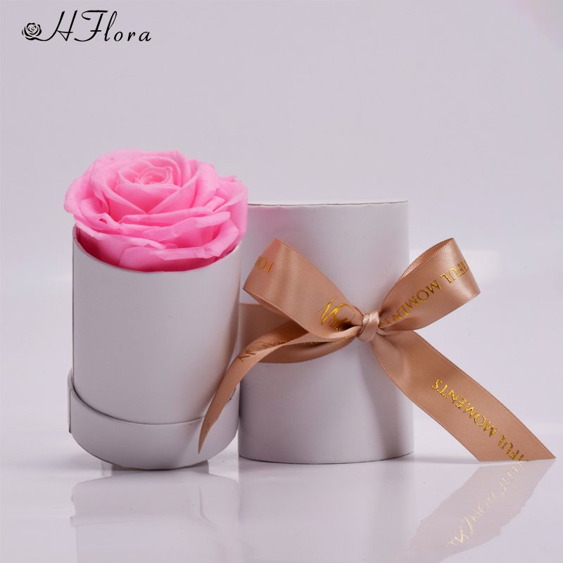 HFlora Customized 12 pcs Smile Artifical Roses Mother's Day New Year's Gift Finished White Middle Box Preserved Flower Rose