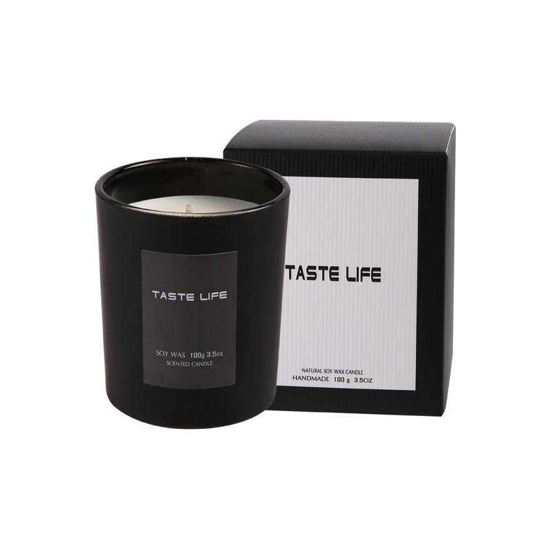 Wholesale Custom Matte Black Glass Scented Candle Private Label With Dried Flowers Scents For Gift Home Decor