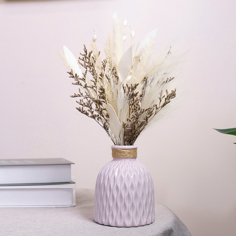 Boho Dried Reed Grass Ceramic Vase Home Decorating Decor Opp Bag Wedding Party Home Store Decoration New Year Dried Flowers