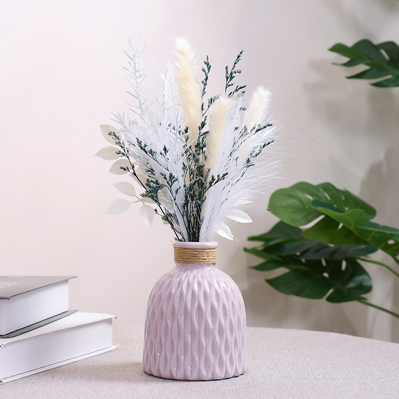 Boho Dried Reed Grass Ceramic Vase Home Decorating Decor Opp Bag Wedding Party Home Store Decoration New Year Dried Flowers