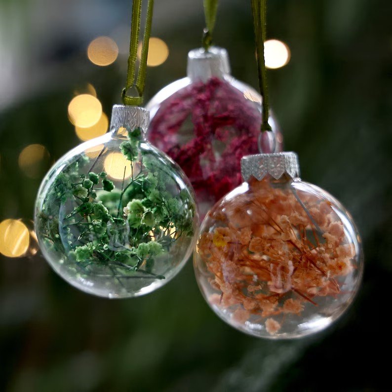 Wholesale Factory Christmas Ornament Real Dried Flower Plant Decoration 8cm Diameter Christmas Balls
