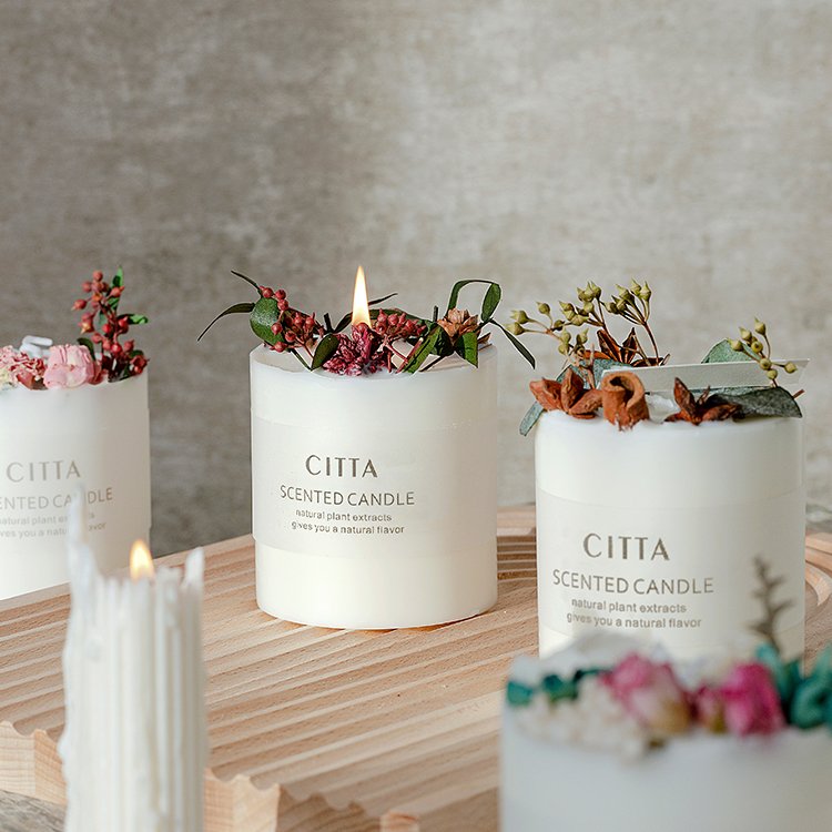 Customize Brand Scented Candle Gift Box Creative E-commerce Holiday Gift Dried Flower Scented Soy Candle Customize Brand Scented