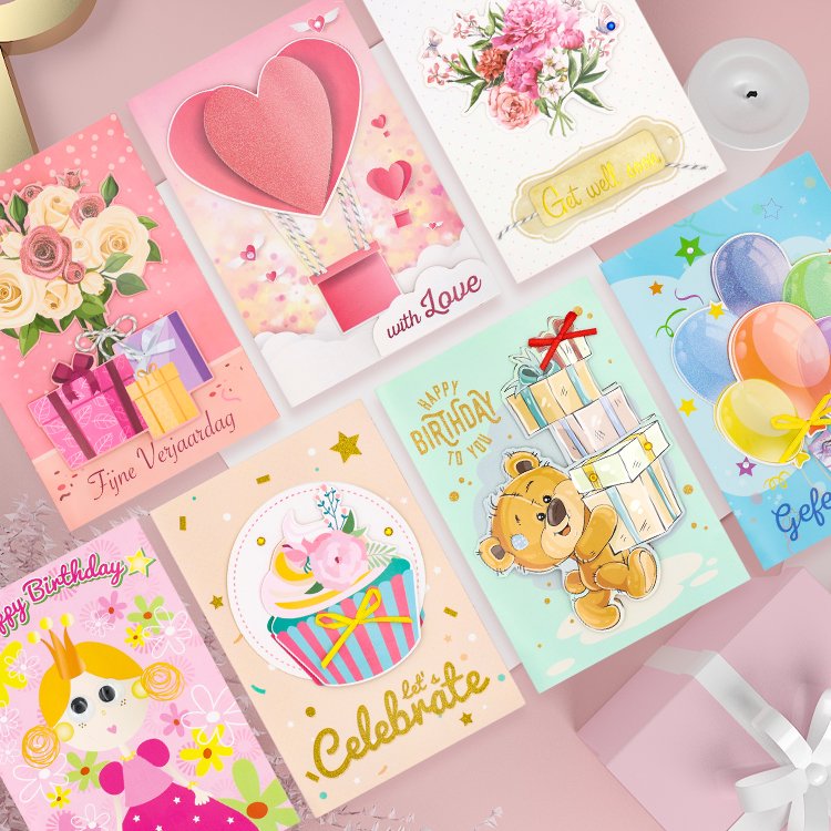 Paper/PVC Dried Flower Blank Thank You 3D Festival Greeting Cards And Envelopes Display Stand Custom Printing
