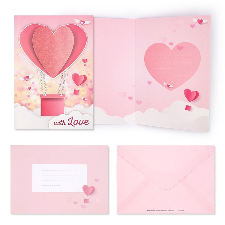 Paper/PVC Dried Flower Blank Thank You 3D Festival Greeting Cards And Envelopes Display Stand Custom Printing