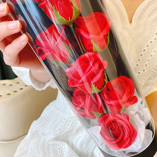 Ammy 9 Rose Artificial Flower Rose Soap With Dried Flowers Bouquet In Stylish Hug Bucket Box With Led Light valentines day gift