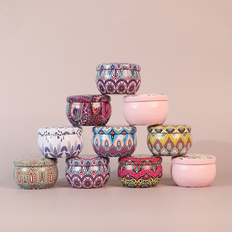 Wholesale Luxury candles scented custom round tinplate candles scented luxury dried flower candle for women