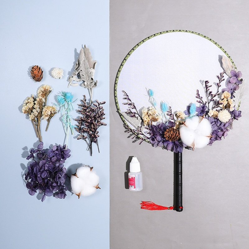 Gift Decor Preserved Flower Box/bag Real Natural Dried Flower Material Handmade Diy Dry Flowers Fan