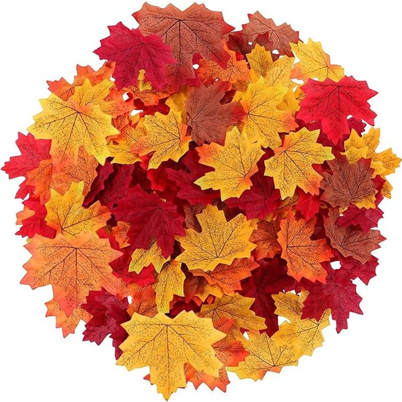 50pcThanksgiving 8cm Artificial Maple Leaf For Halloween Tree Decoration Wall Home Garland Vase Wedding DIY Dried Plants